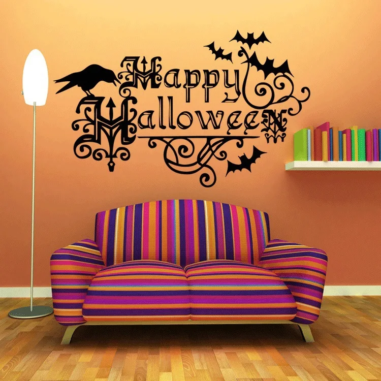 Happy Halloween стены Стикеры наклейка Тыква Ведьма Съемный магазин окна Книги по
