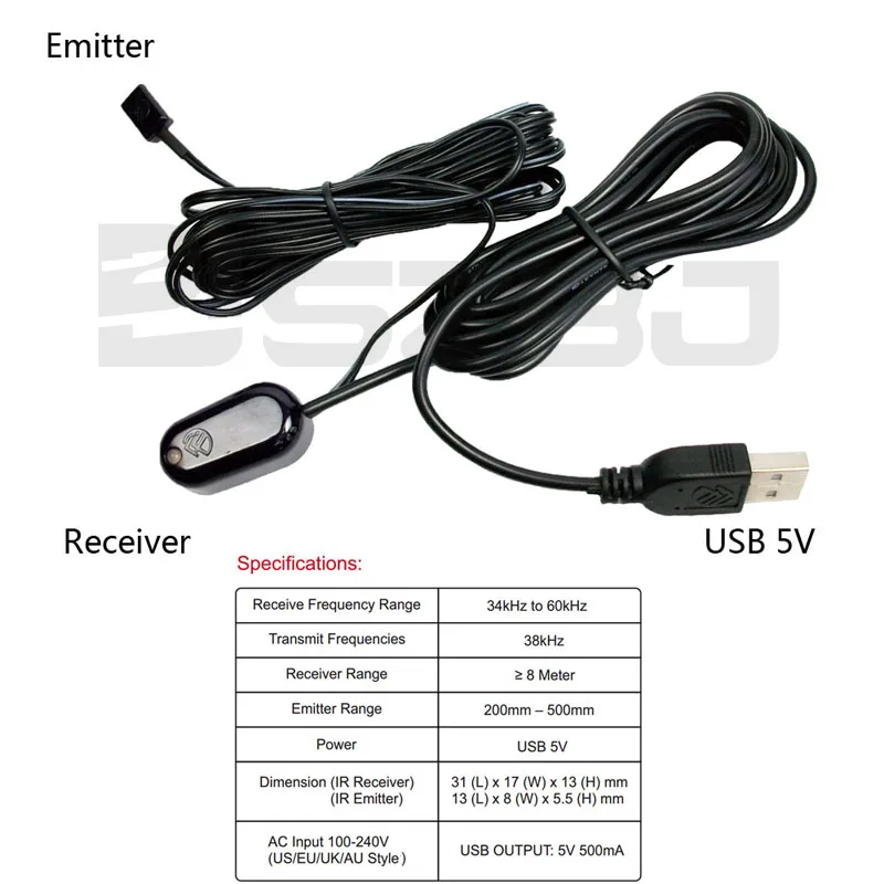 Комплект ИК ретранслятора U101 USB повторитель с инфракрасным пультом