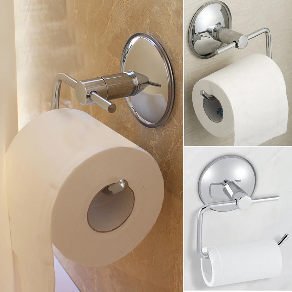Wall Mounted Toilet Roll Holder Paper Rack Tissue Silver Stainless Steel Suction Cup For Bathroom Kitchen 1PCs | Дом и сад