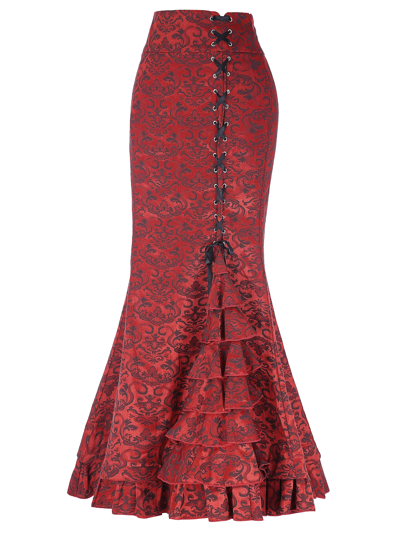 Викторианская готика юбка стимпанк Кружева Пром Длинные Русалка корсет макси