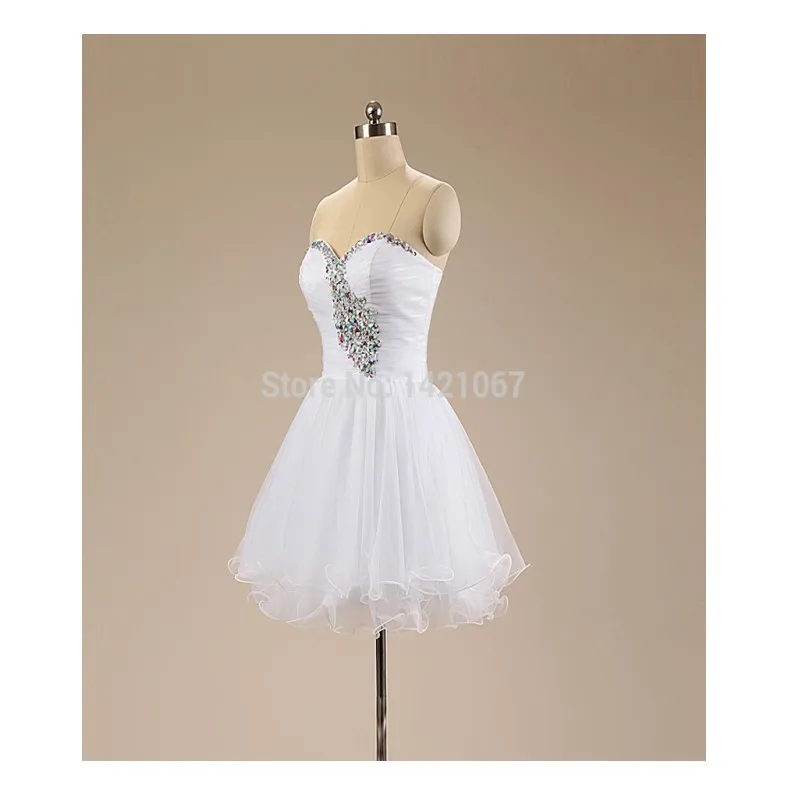 Горячая распродажа шик платье-линии белый пром платье с бисером и кристалл