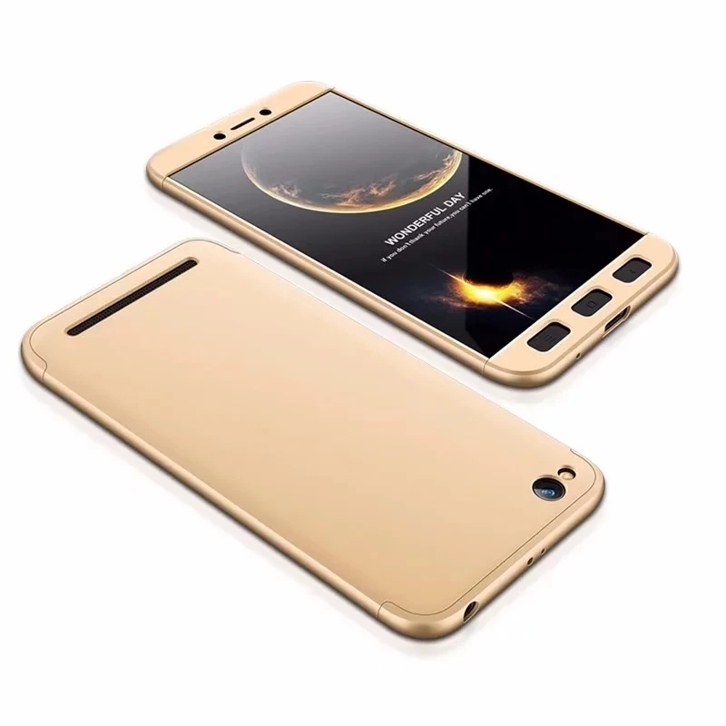Gold Redmi 5A ударопрочный защитный корпус на 360 градусов для Xiaomi 5A Redmi Роскошный Жесткий пластиковый тонкий Чехол-бампер для Redmi 5 A 5,0" - Цвет: Gold