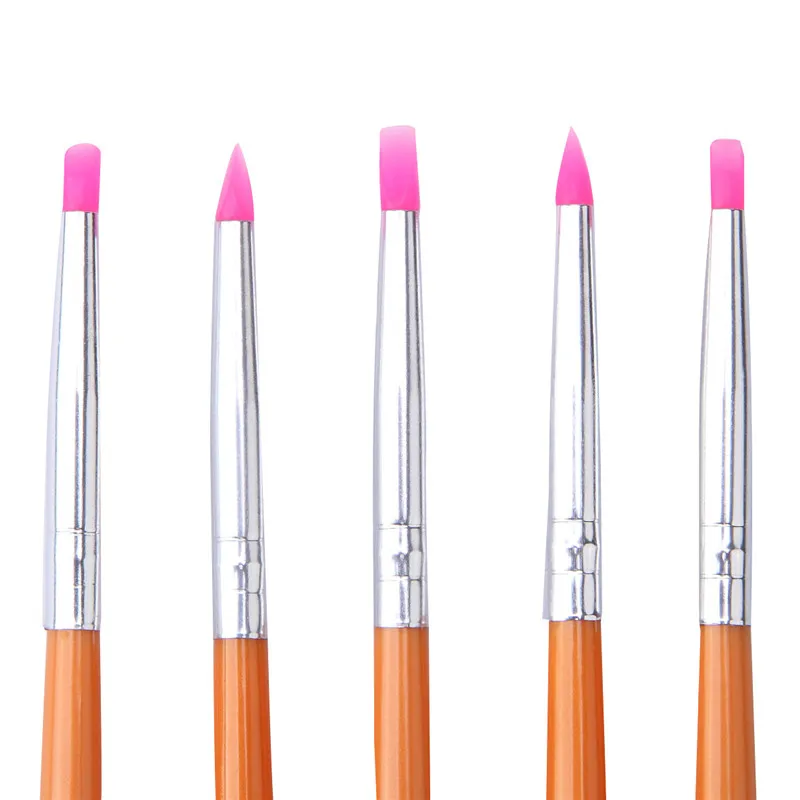 Набор кистей для дизайна ногтей 5 шт. силиконовая головка кисти УФ геля маникюра