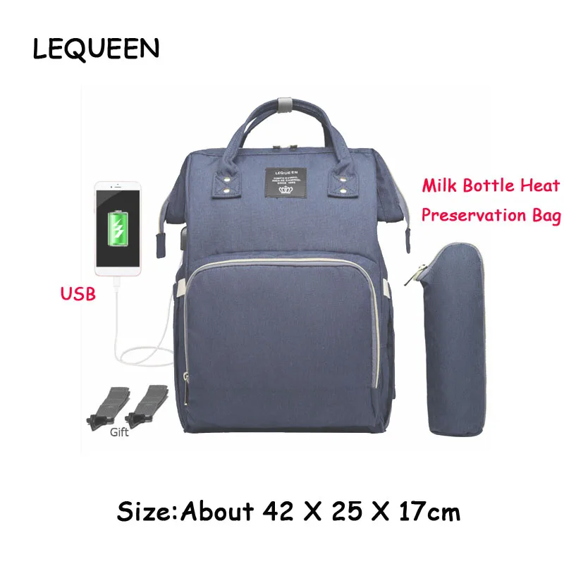 254552.02 LEQUEEN USB Водонепроницаемая сумка для подгузников, usb зарядка, большие рюкзаки для кормящих мам, сумка для подгузников, бренд bolsa maternidade - Цвет: 254552.02