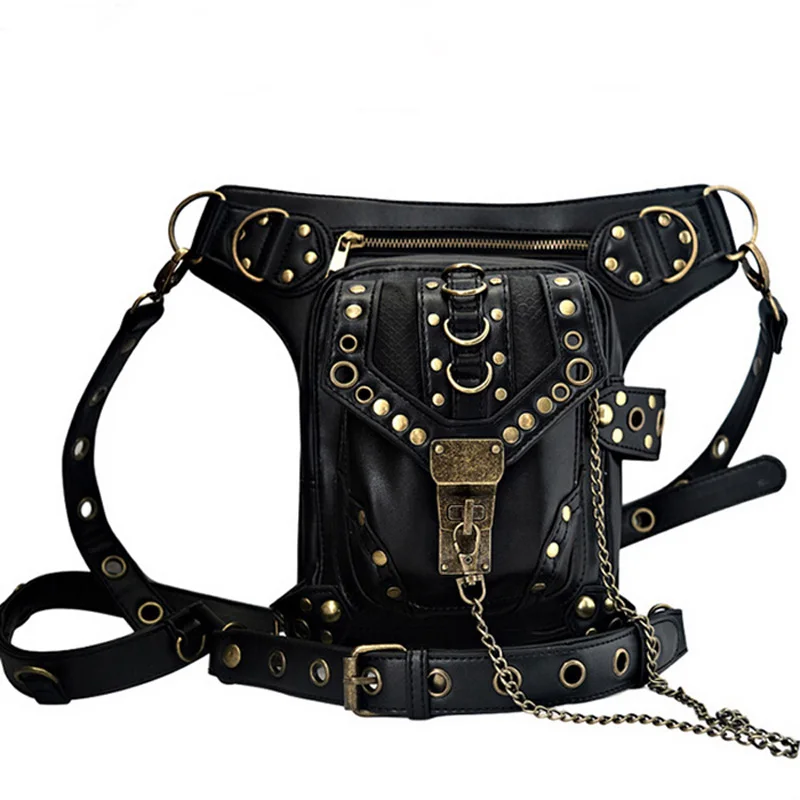 

New Designer Steampunk Retro Rock Gothic Goth Shoulder Waist Bags Packs Victorian Style for Women Men +Leg Thigh Holster Bag
