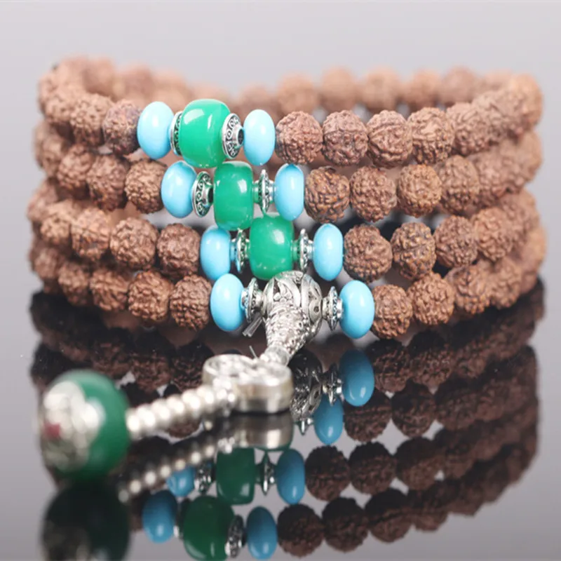 Браслет Sennier из тибетского серебра натуральная рудракша женские модные ожерелье