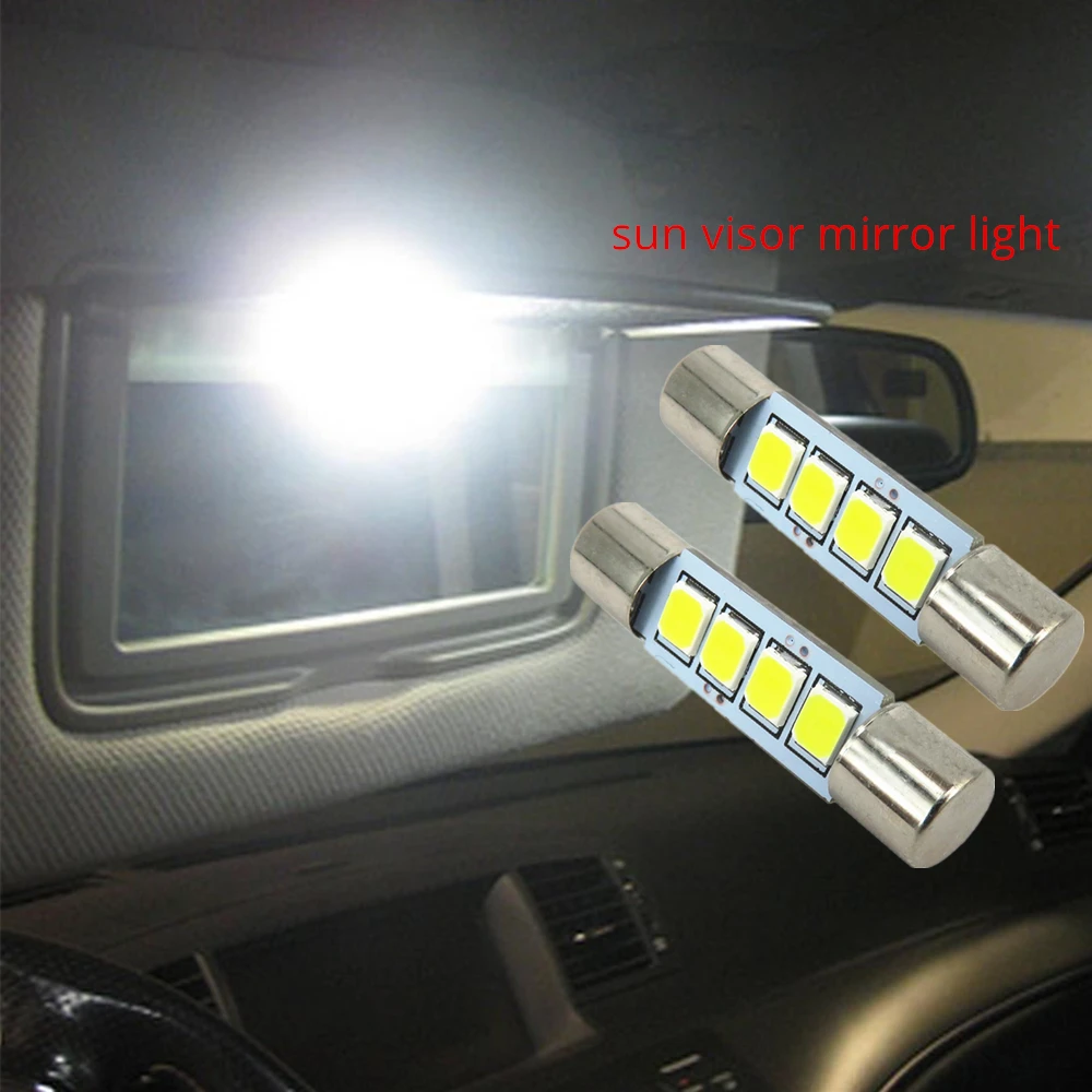 WLJH 4x Белый 2835 SMD 29 мм 28 фестон Светодиодная лампа 4 6614F 6612F для салона автомобиля