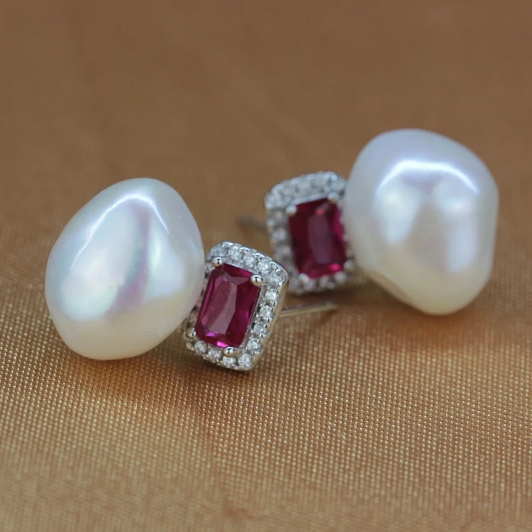 Женские Подарочные серьги гвоздики с натуральным жемчугом в особой форме 925