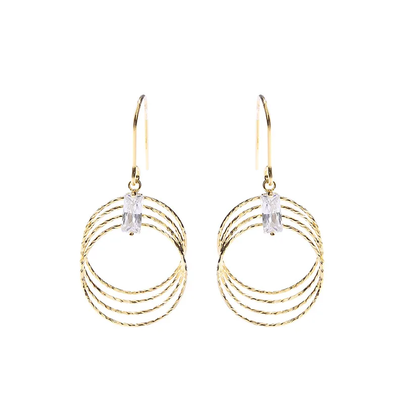INZATT Real 925 Sterling Silver Geometric Round Zircon Dangle Drop Earrings For Charming Women Wedding Fine Jewelry Cute Gift | Украшения и