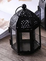 A Black Подсвечник в ретро-марокканском стиле, металлический Железный подсвечник, подвесной фонарь, Свадебный декор, винтажные подсвечники, домашний декор - Цвет: A Black