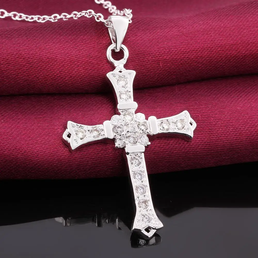 N633 Оптовая Продажа Модные с серебряным покрытием Jewelry Крест Иисуса Бог тонкой
