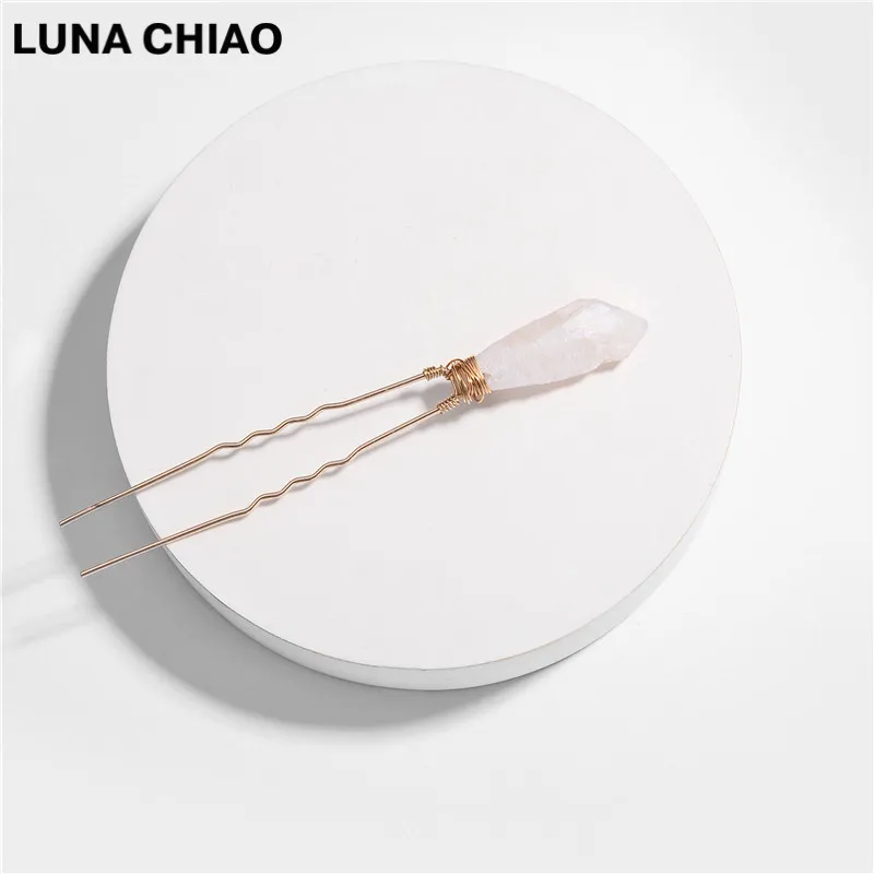 LUNA CHIAO, модные аксессуары для волос, натуральный кварцевый камень, Ювелирное Украшение, шпильки для волос, модные женские палочки для волос