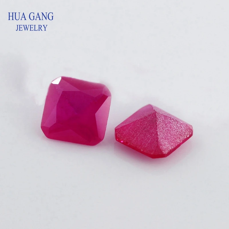 5 # розовый красный матовый нижний корунд камень квадратная форма