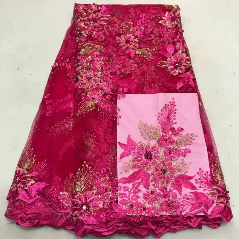 2018 Высококачественная африканская золотая сетчатая кружевная ткань французская