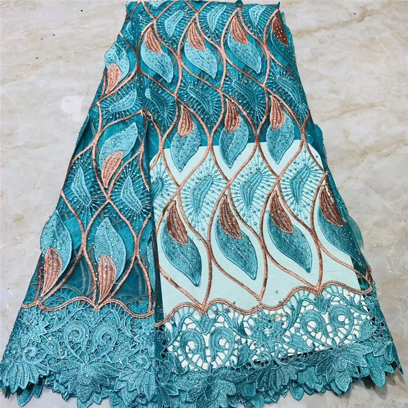 Tollola Latest Green African Lace Fabric 2019 High Quality Nigerian Fabrics 3D Flower French Tulle With Stones | Дом и сад