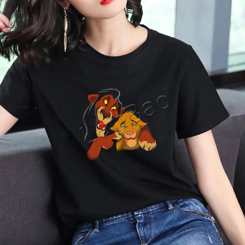 Хакуна матата Король Лев рубашка черная леди милые топы уличная футболка хлопок