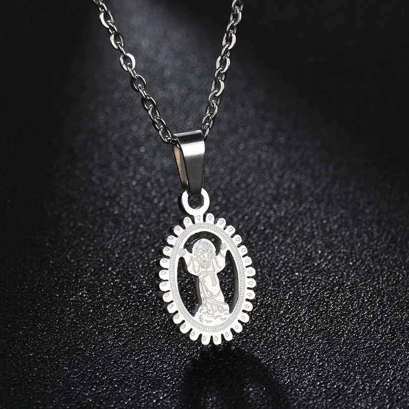 Женское ожерелье из нержавеющей стали круглое овальное в форме цветка