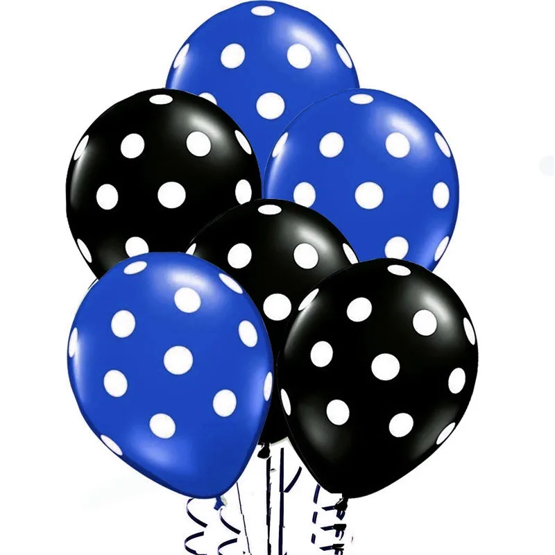 30 шт. латексные шары в горошек синего красного и черного цвета на день рождения