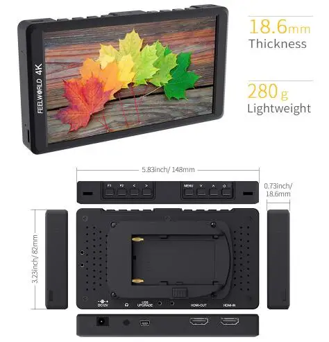 Feelworld F570 5 7 &quotIPS Full HD 1920x1080 4K HDMI полевой монитор для камеры Canon Nikon DSLR камера Gimbal Rig