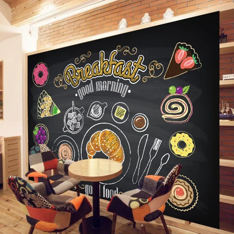 Dropship Colomac Restaurant Wallpaper Hand Painted Breakfast Bread Coffee Kitchen Foto Mural Bedroom Decoracao Casa | Обустройство