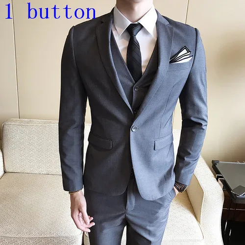 3 pieces dark gray Блейзеры брюки жилет 3 шт наборы/ мода мужской повседневный бутик бизнес Свадебный костюм жениха пиджак брюки жилет - Цвет: 3 pieces dark gray