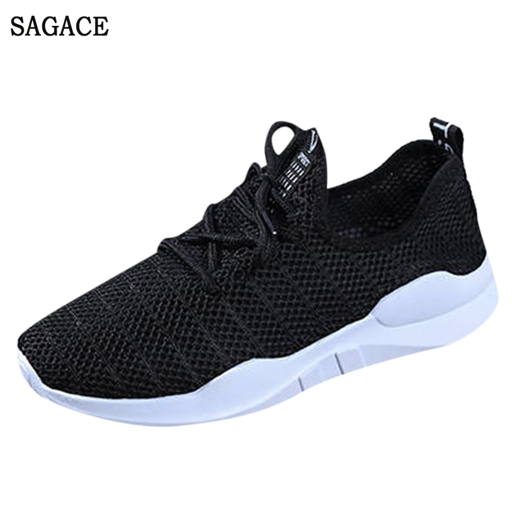 SAGACE Women Summer Mesh Breathable Sport Shoes Vulcanized Sneakers Pumps Lightweigh Shoes Ladies Casual Lace Up Fitness Pumps