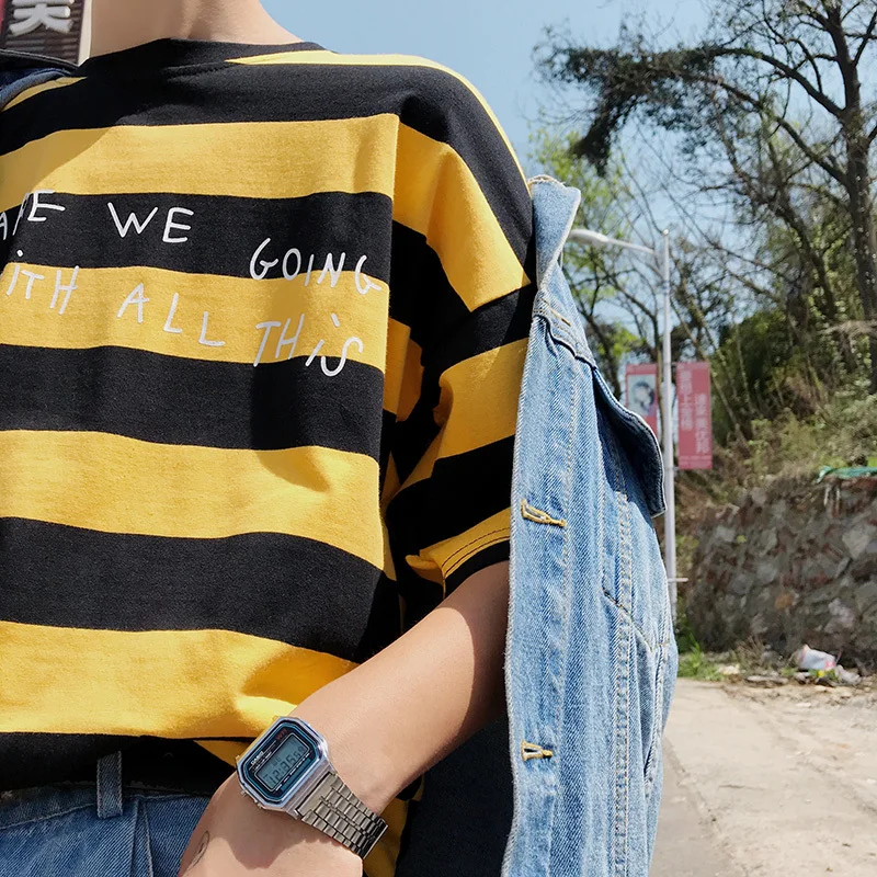 2018 весна и новые летние японской молодежи Популярные полосатый Письмо печати шею