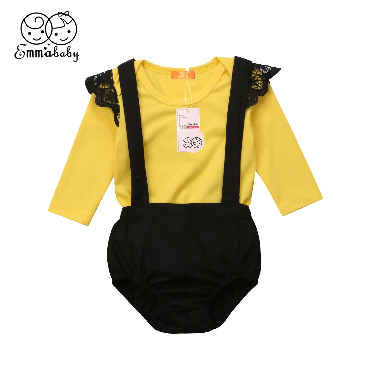 Одежда для новорожденных девочек топ с рукавами-крылышками комбинезон на лямках