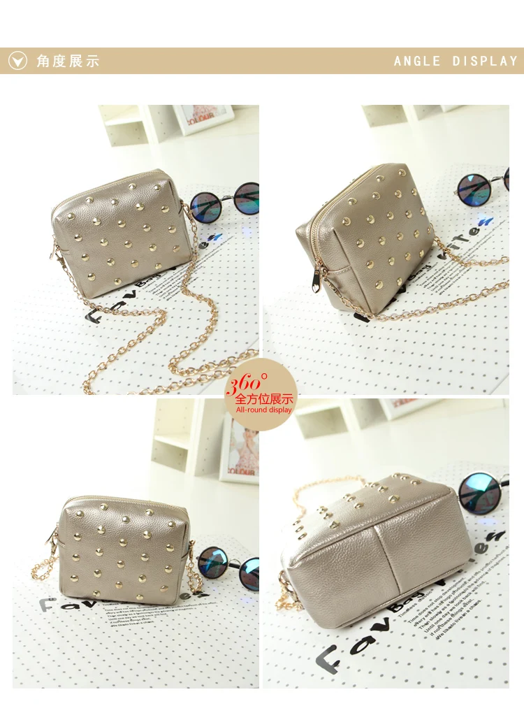 2018 new women's bag Korean fashion rivet ladies chain small shoulder Messenger | Багаж и сумки