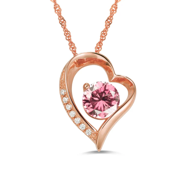 

Wholesale Love Necklace Best Gift For Her Heart Pendant Women Jewelry Rose Gold Color Birthstone Necklace