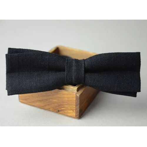 Черный мужской льняной галстук-бабочка модный тонкий черный галстук Бабочка