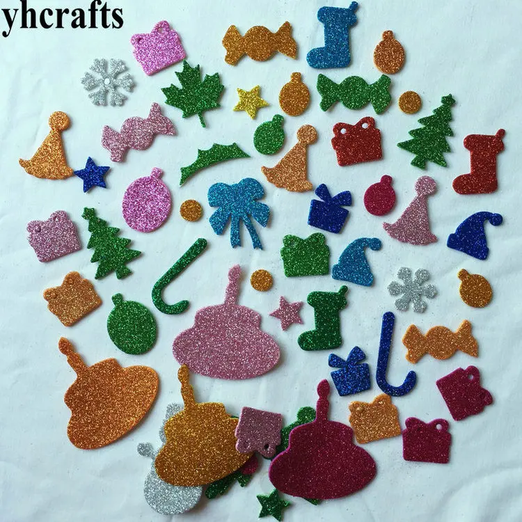 

1bag/LOT.Glitter christmas foam stickers Early learning educational toys Creative activitity items Kindergarten craft diy toys