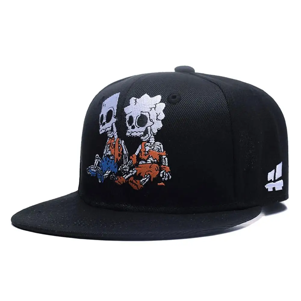 Аниме одна деталь персонажа Cosplay Snapback шляпа, хип-хоп мультфильм милый Череп Зомби Скелет кости вышивка для мужчин и женщин бейсбольная кепка - Цвет: Cute Skull