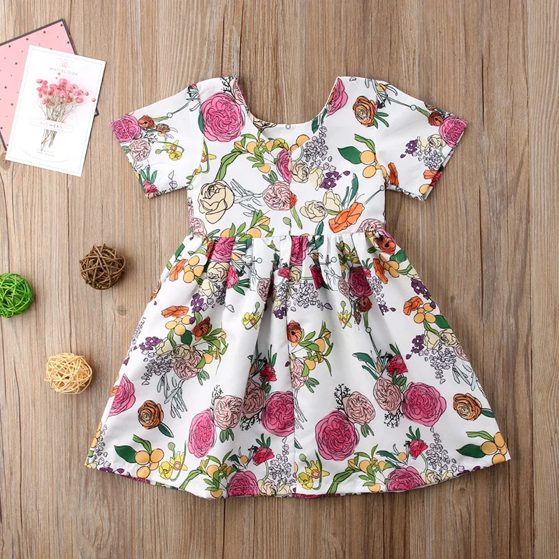 Summer Dress 2018 New Toddler Kids Baby Girl Floral Tutu Midi Dresses Princess Child Sundress Clothes 2-7Y | Детская одежда и
