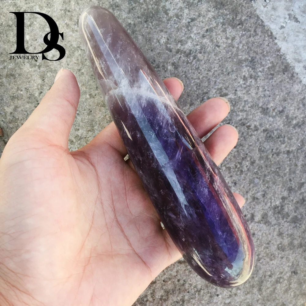 

1pcs 18cm Natural Amethyst Massage Wand Quartz Crystal Relaxing Acupoint Stick Reiki Healing Crystal Wand Massage Tool