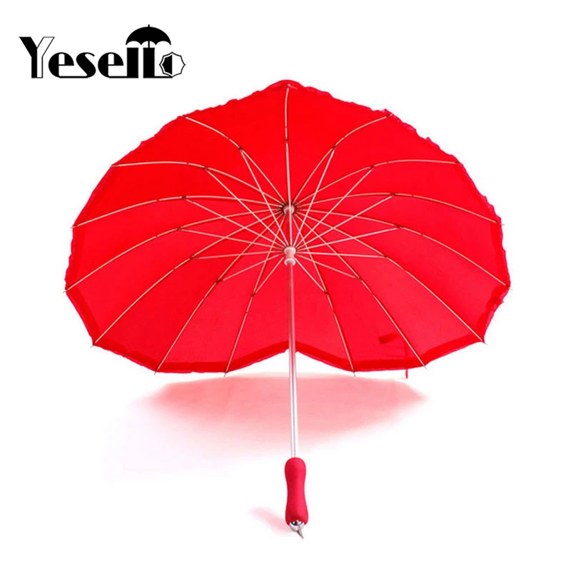 Yesello 1 шт. красный в форме сердца 16 ребер персиковый складной солнечный и