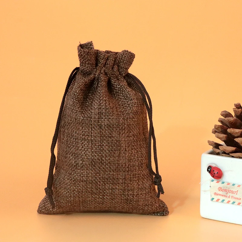15*20cm 10pcs mixed colors linen jute bag drawstring burlap bags big gift cute Wedding favors boutique gifts packaging | Украшения и