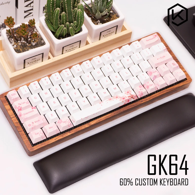 GK64 механическая клавиатура 64 клавишная краситель sub keycaps Деревянный