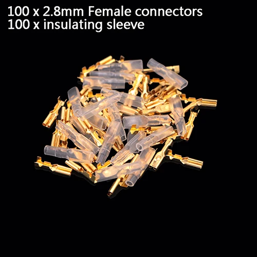 2.8mm 200 шт./100 пар Женские обжимные клеммы с прозрачной изоляционная втулка электрический провод разъем 22-16AWG 0.5mm2-1.5mm2 - Цвет: 2.8mm