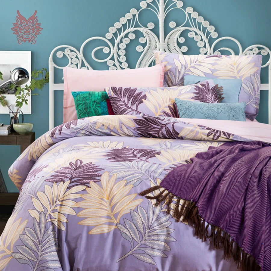 Американский стиль пастырской листья отпечатано 100% хлопок постельное белье