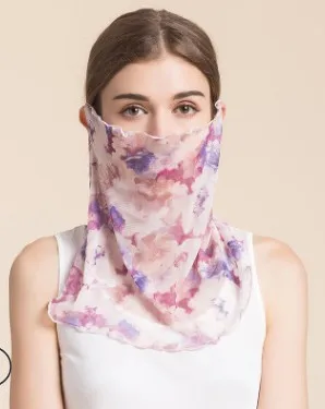 Летняя Тонкая шелковая сетчатая женская накидка на голову 100% Шелковая Маска от