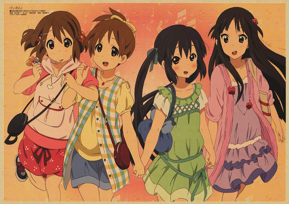 K-ON плакат из крафт-бумаги стикер стены японского аниме плакат из крафт-бумаги s домашний декор комнаты крафт-бумаги наклейки на стену