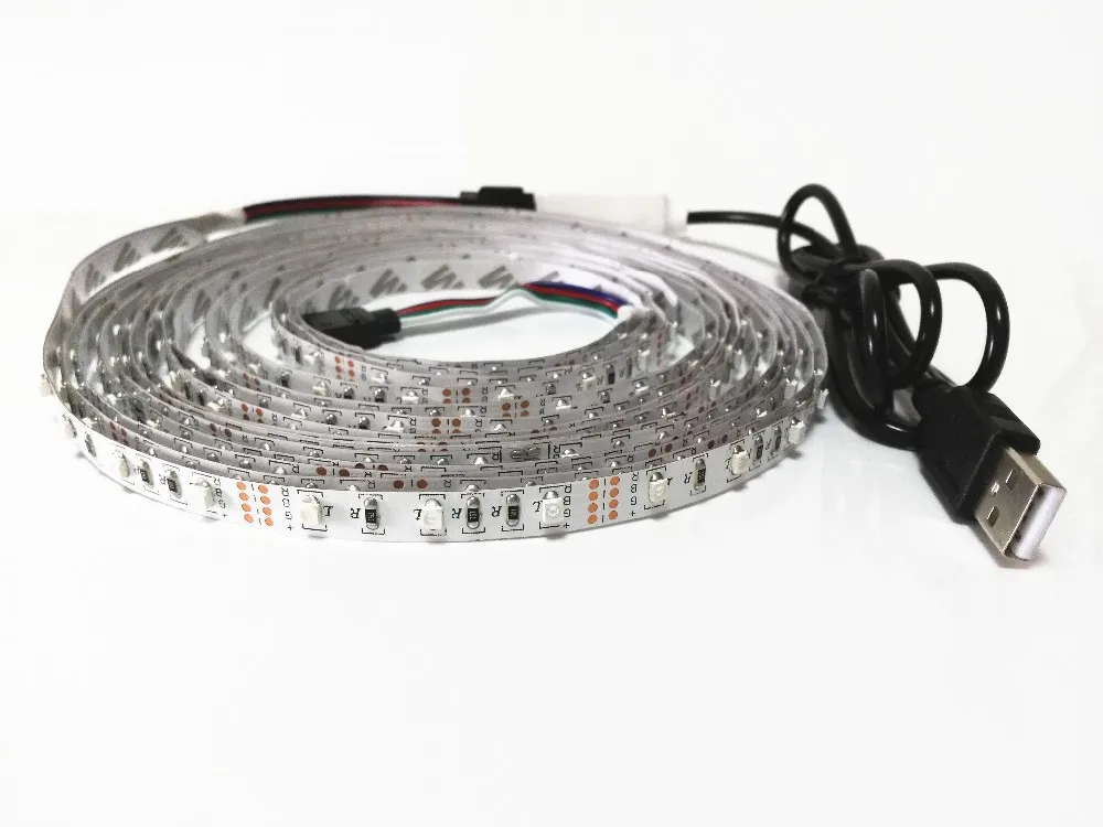 Водонепроницаемый RBG светодиодный светильник 3528 SMD 60 светодиодов/м DC 5 В с USB вилкой питания Рождественская настольная декоративная лампа Светодиодная лента струнная лента