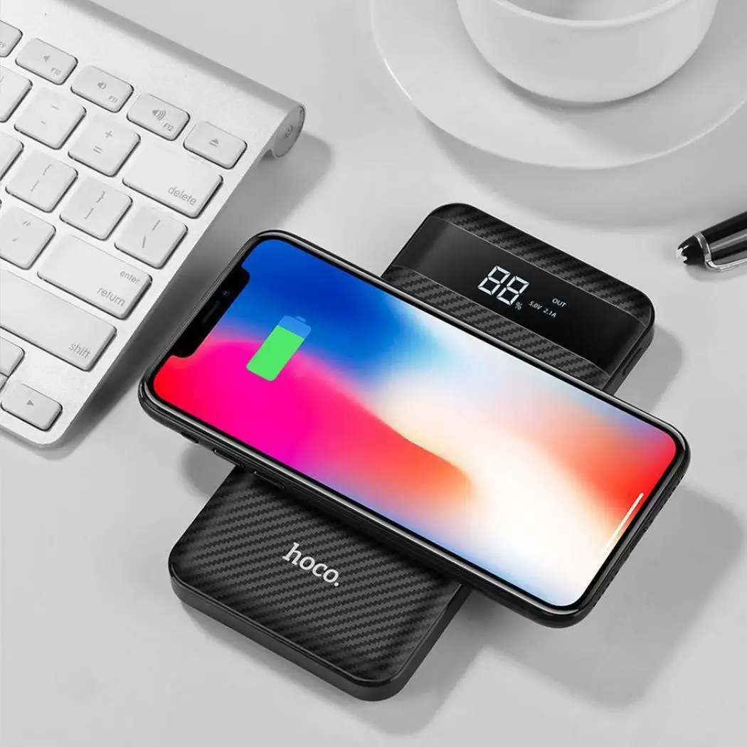 HOCO беспроводной зарядки 10000 мАч банк питания для iPhone type C один USB5V/1A мобильный Банк