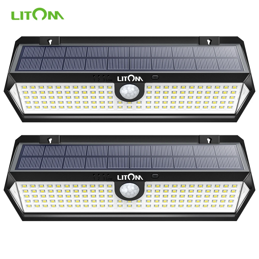 2 шт./лот LITOM CD197 настенный светильник на солнечной батарее 122 светодиода датчик