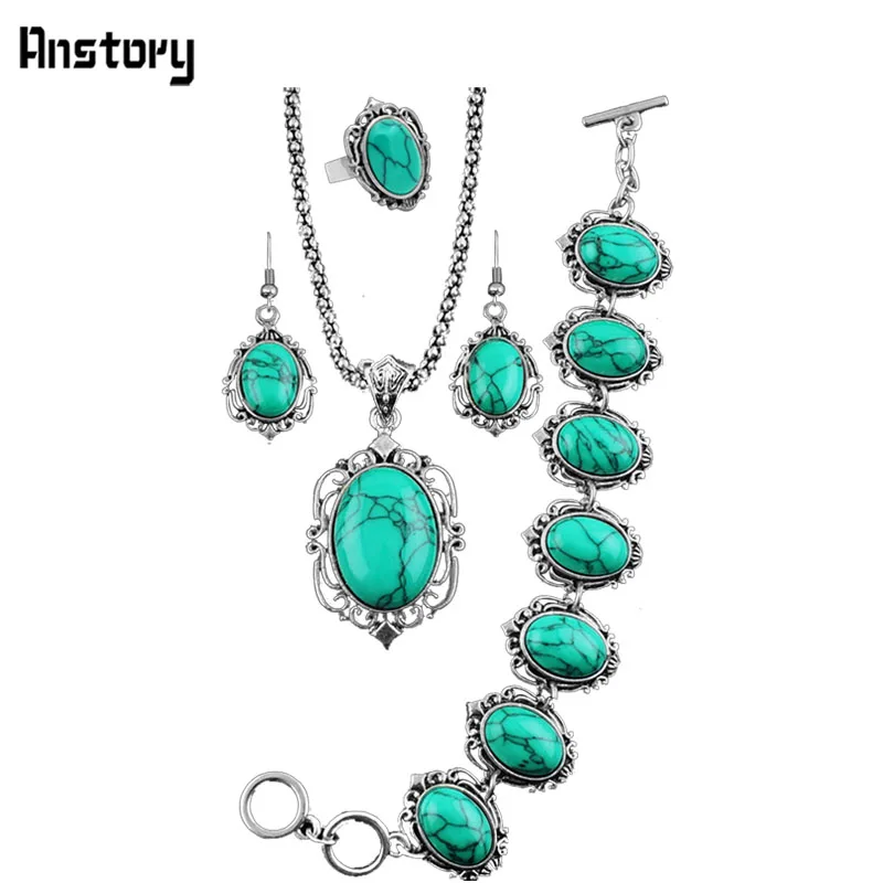 Овальный каменный цветок Ювелирные наборы Цепочки и ожерелья Браслет Серьги