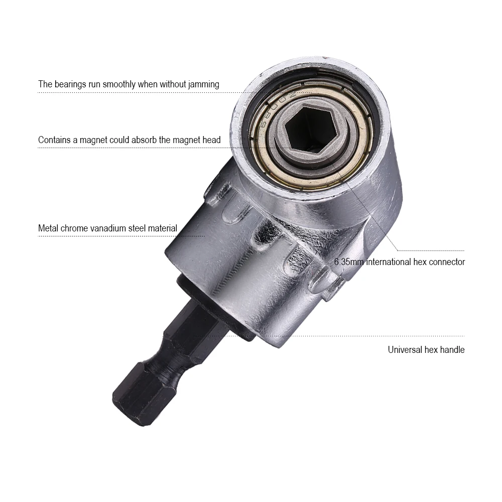 JelBo 105 Degree Extension Right Angle Head Screwdriver Drill Bit Magnetic Holder Adaptor for Socket Accessories | Инструменты