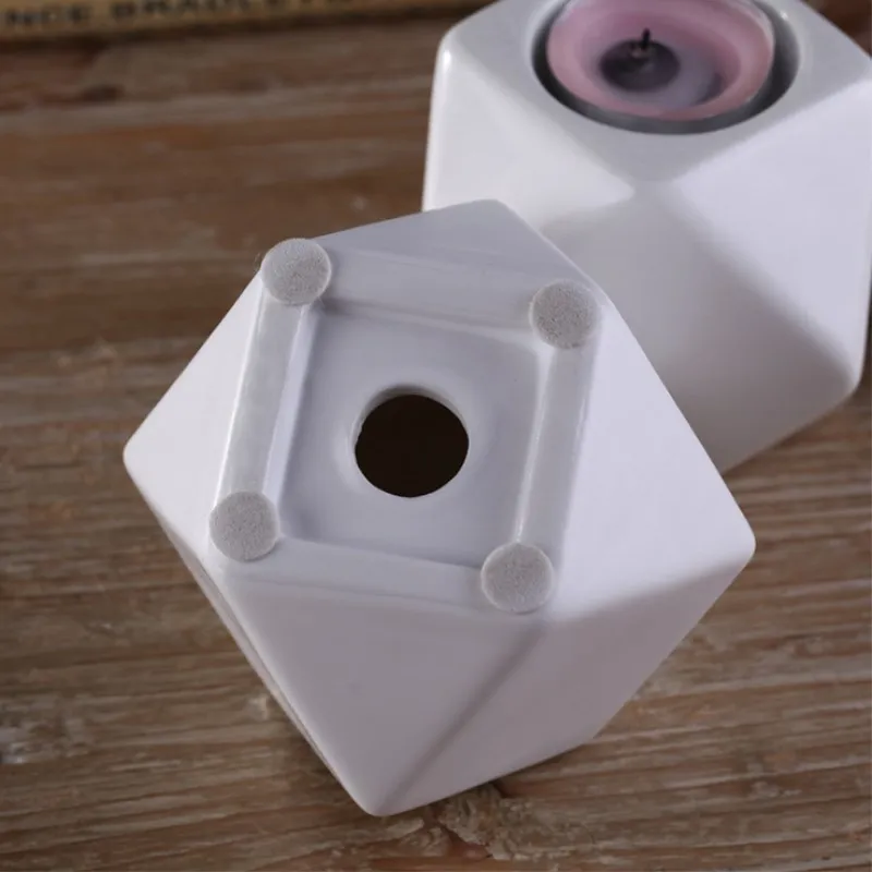 Nordic Ceramic Candle Holder Creative Retro Ins Decoration Home Explosion Geometry Small Candlestick | Дом и сад