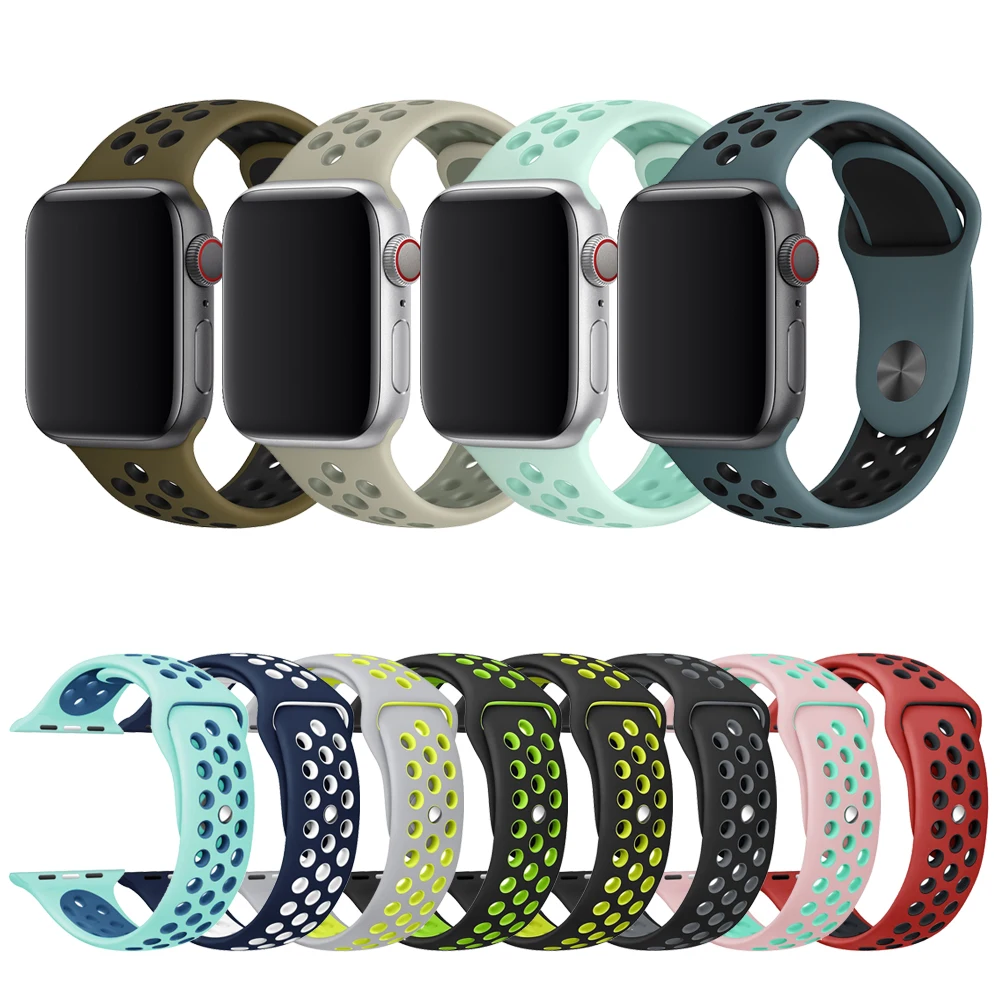 Новый спортивный силиконовый ремешок для наручных часов Apple watch 4 44 мм 40 Nike +