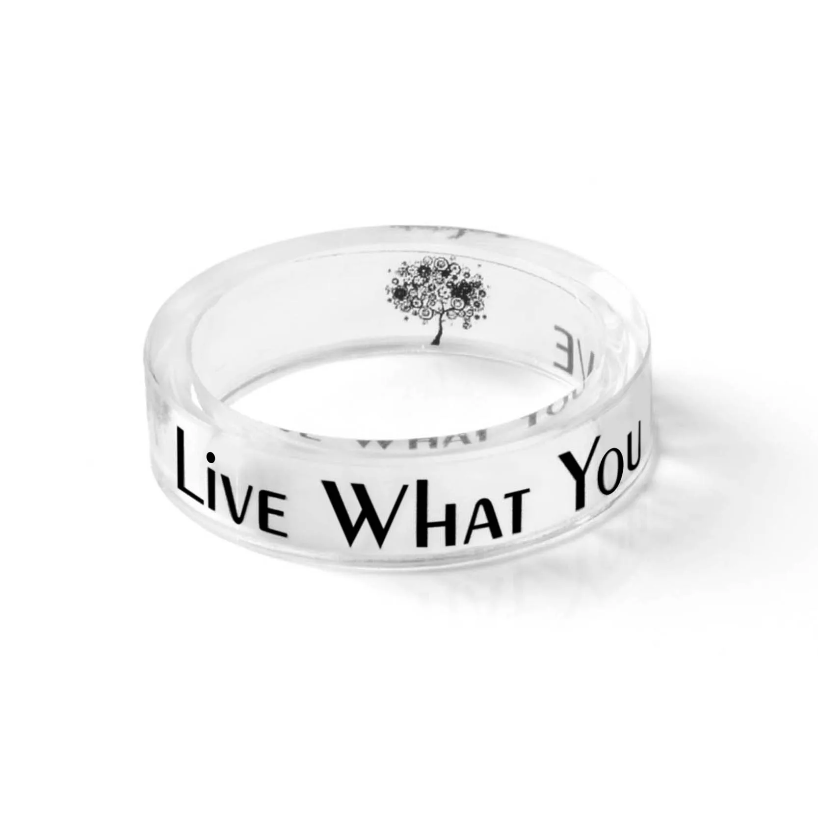 Кольцо из прозрачной смолы ручной работы с надписью Inside PEACE LOVE Happy REMEMBER WHO YOU ARE LIVE